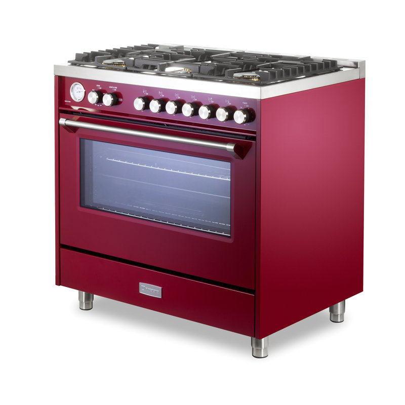 Cuisinière au gaz 36 pouces avec 5 brûleurs scellés Verona Ultima Series, Bourgogne