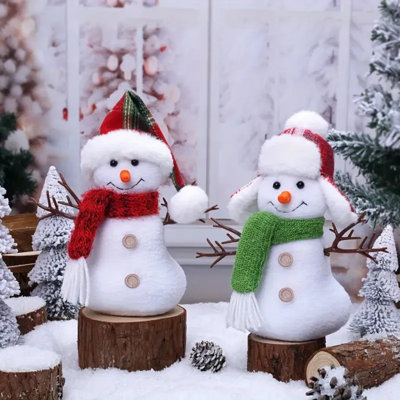 Ensemble bonhomme de neige et écharpe bonhomme de neige, décoration de Noël en tissu d'hiver 2 pièces pour cheminée, table et chaise, décorations festives d'intérieur pour les Fêtes