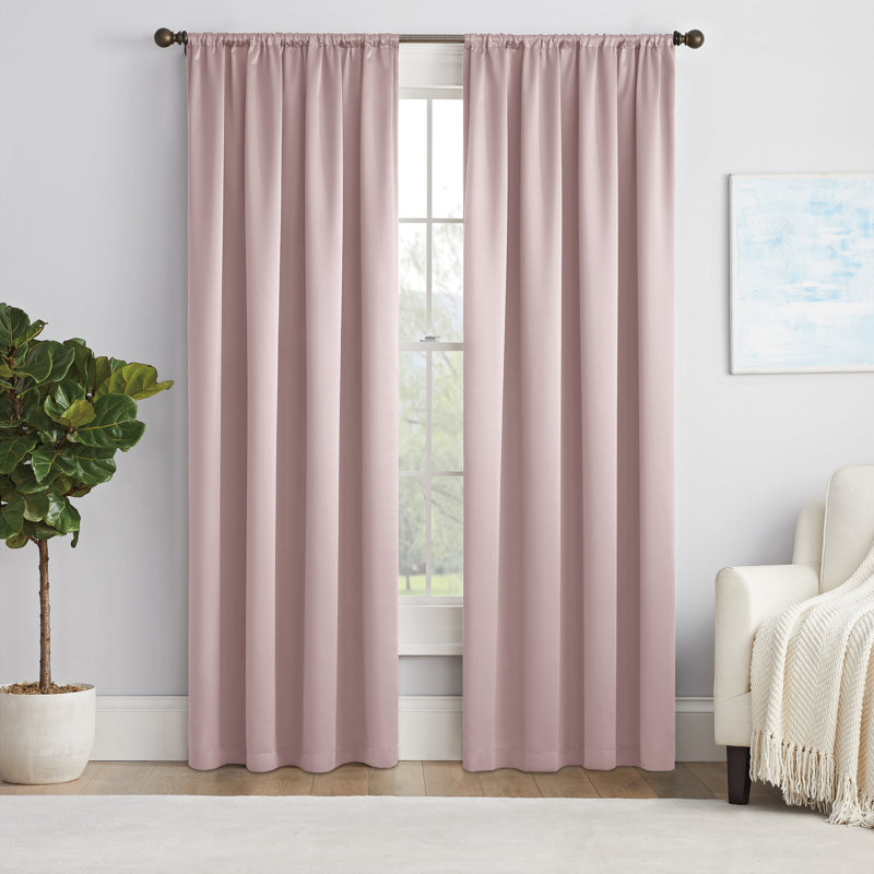 Eclipse Solid Thermapanel Room Darkening Rod Pocket Curtain, Window Curtain for Bedroom and Living Room, (1 Panel), 54 in Wide x 54 in Long, Blush
