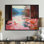 Portail serein de lotus rose - paysage abstrait, art mural, salon