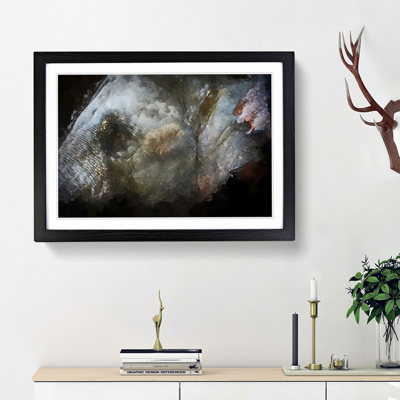 Colourful Elephant in Abstract - Picture Frame Graphic Art Print on MDF, Black Framed, 62cm H x 87cm W x 2cm D