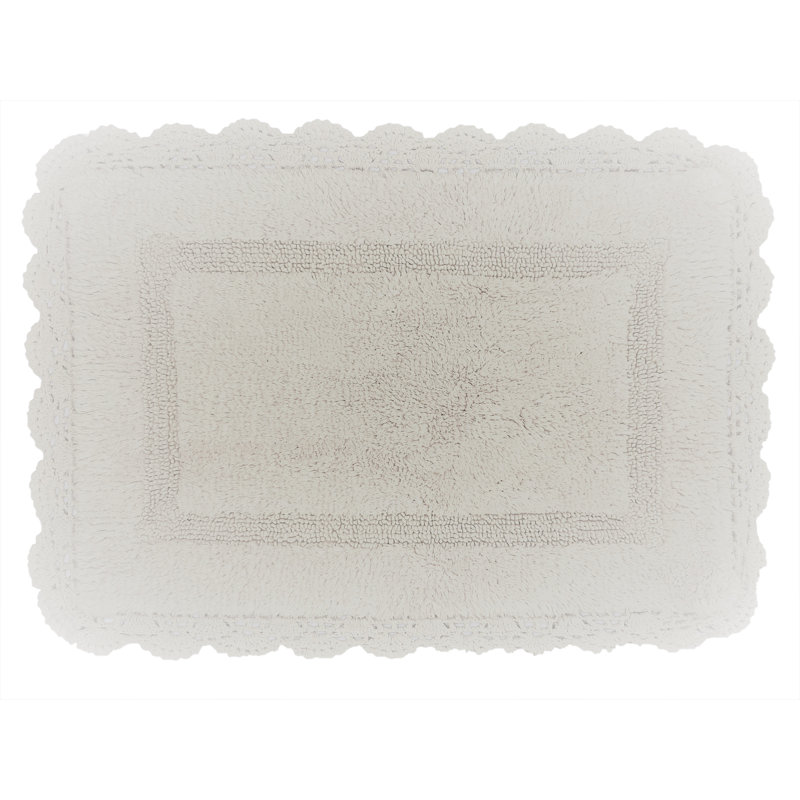 Tapis pour salle de bain en crochet, 24 x 17 pouces, Blanc