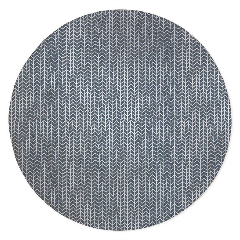 Chevron Feather Non-Slip Outdoor Rug, Round 5'