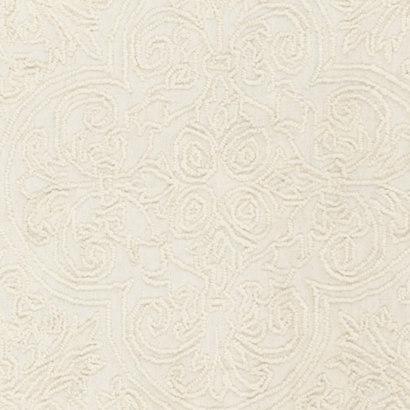 Tapis Marys Trace en laine et coton, tissÃ© Ã  la main, Rond 8 pi, Ivory