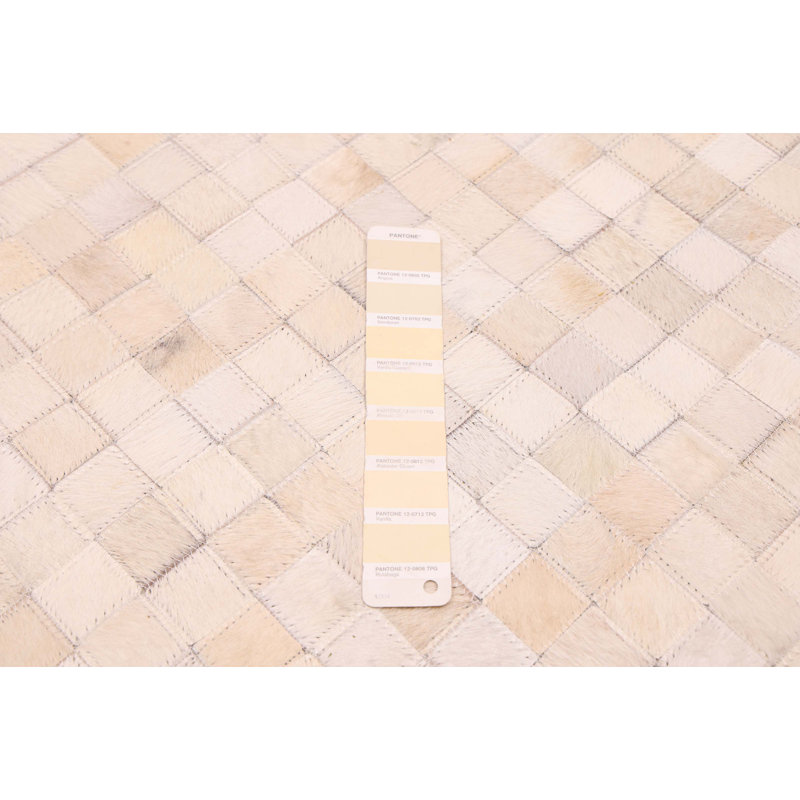 Cowhide Patchwork Ivory Rug 6'0" x 6'0"