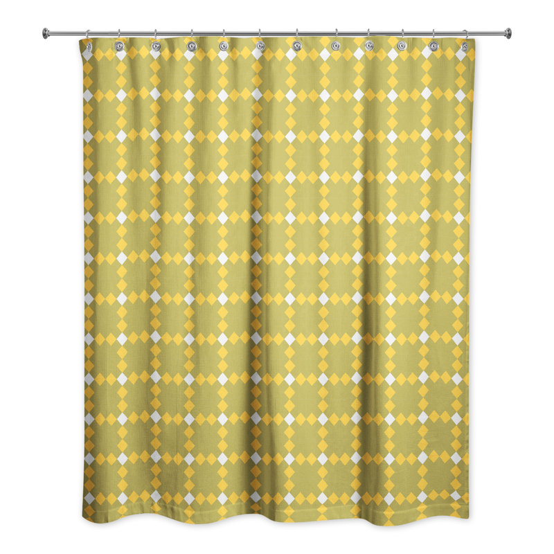 Milla Geometric Shower Curtain, Yellow/Green