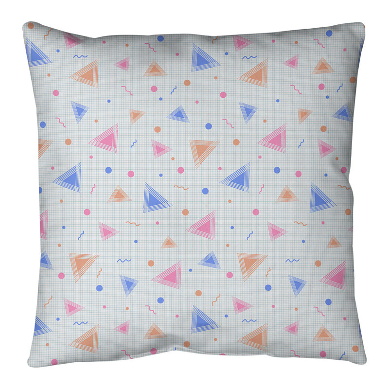 Coussin de sol géométrique Katelyn Elizabeth, 36 po x 36 po, Bleu / Orange