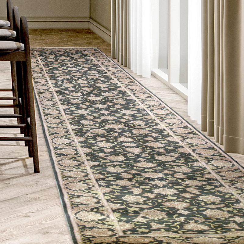 Tapis de couloir vert noué à la main de haute qualité