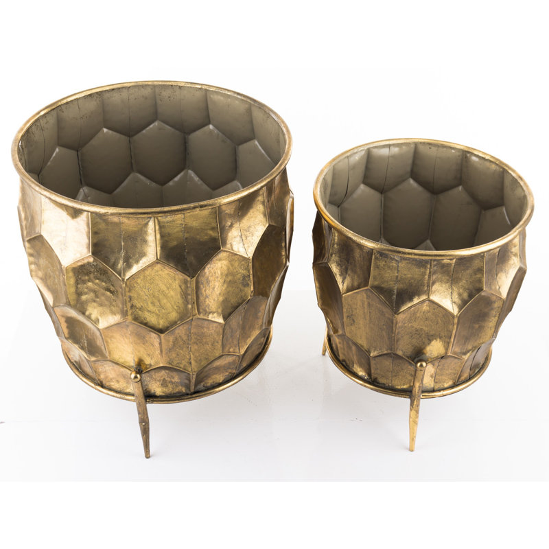 Ballajura Metal Pot Planter, Golden