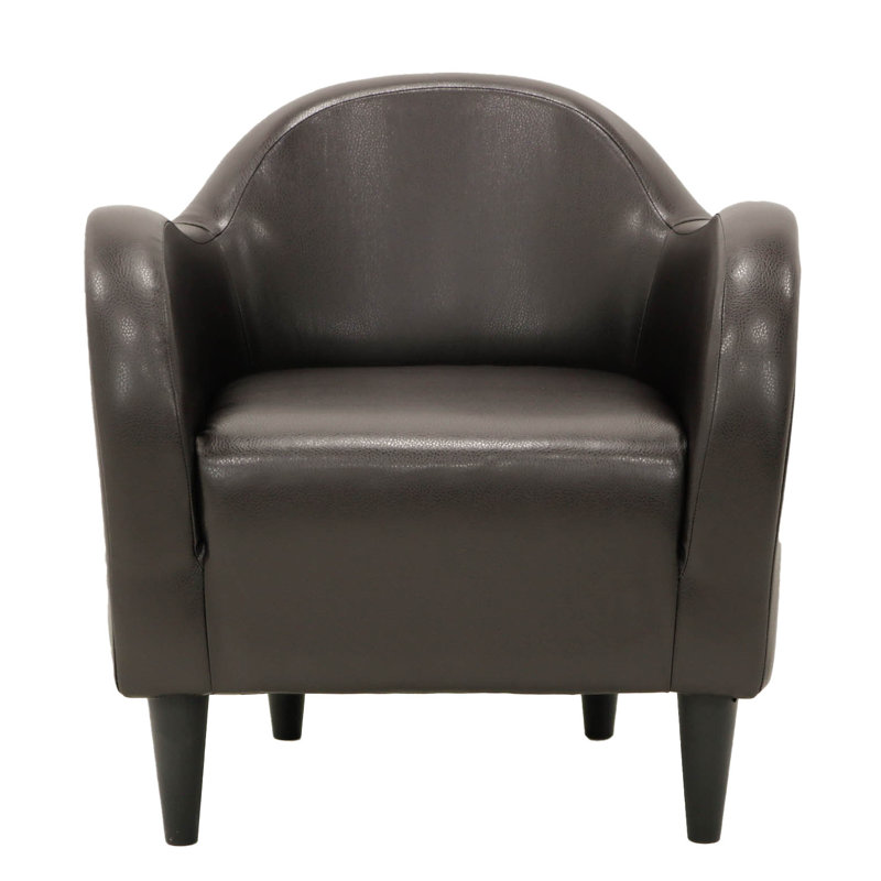 Fauteuil demi-tonneau l 30,5 po Tangier, Similicuir brun