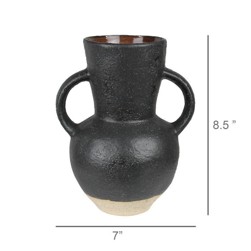 Vase Umbria avec grandes poignées, céramique, noir