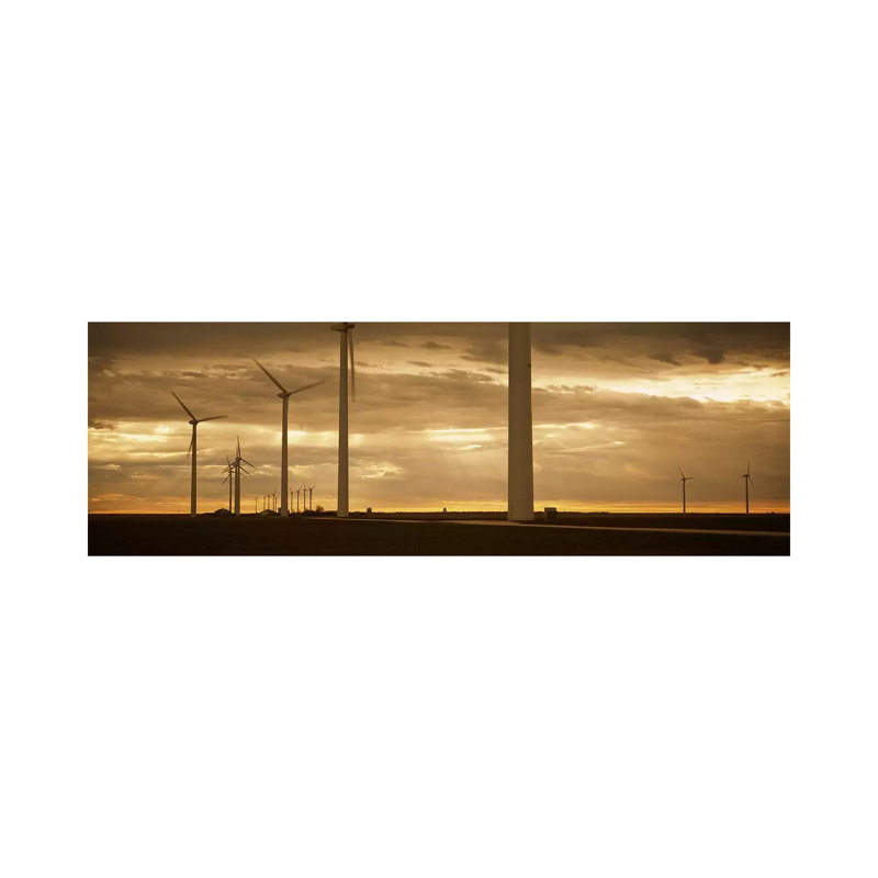 Wind Farm At Dawn - Wrapped Canvas Panoramic Print, 152.4 cm H x 50.8 cm W x 1.91 cm D