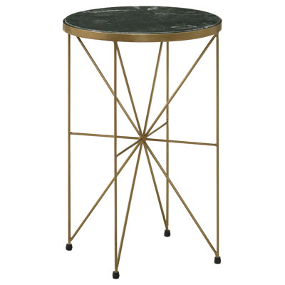 Oslinde 22.5'' Tall End Table with Marble Top in Green and Antique Gold