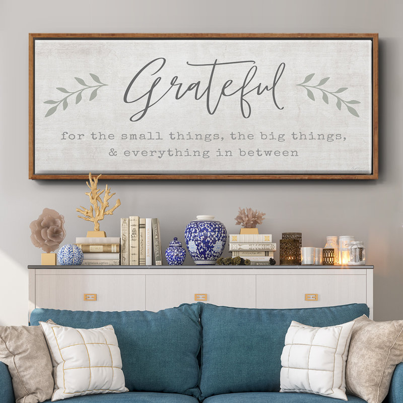 Grateful for Everything- Framed Canvas, 12" H x 30" W