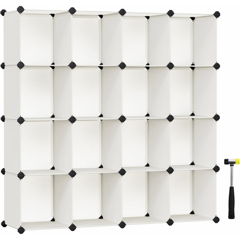 Rebrilliant Set of 16 Plastic Cubes, Book Shelf, Closet Organizers and Storage, Camel Brown, Camel Brown