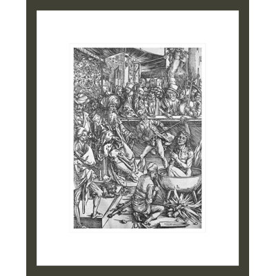 Scène de l'Apocalypse, le martyre de Saint Jean l'Evangéliste, édition Latine par Albrecht Dürer, impression giclée sur cadre
