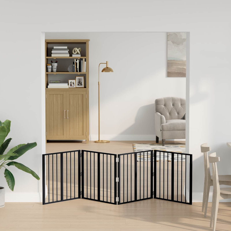 Galvanised Steel Free Standing Pet Gate, 60cm H x 241cm W x 1.5cm D