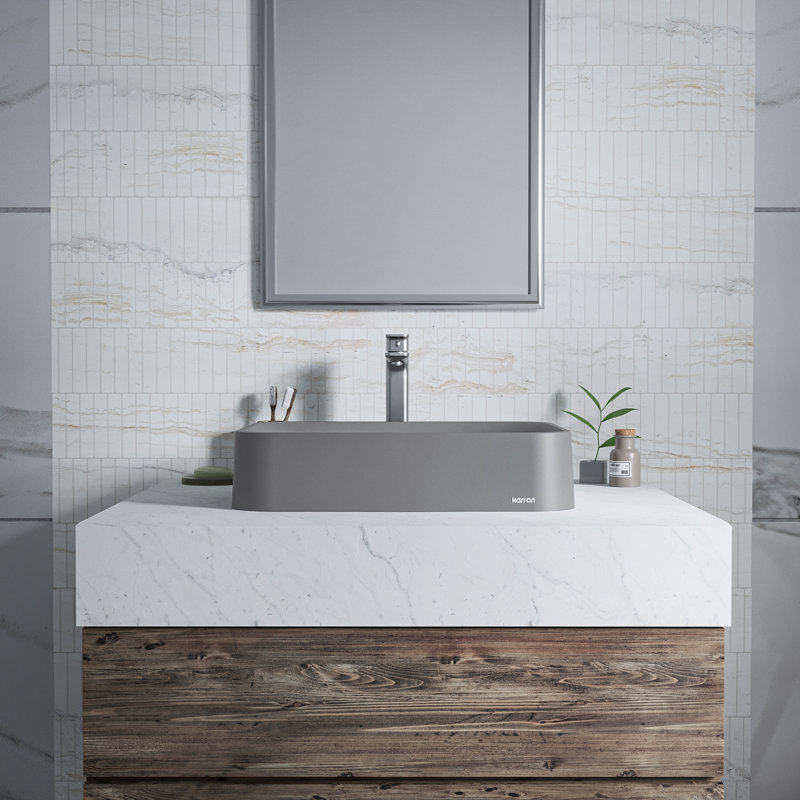 Karran Sea Crest 22 In. Quartz Rectangular Vessel Sink, Gray