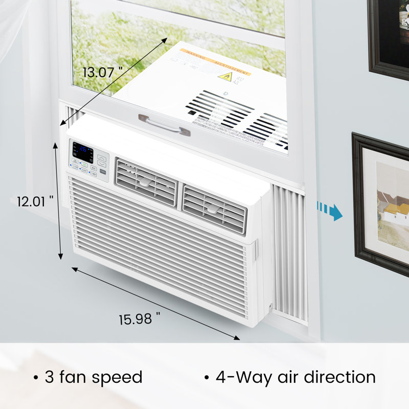 Climatiseur de fenêtre 8 000 BTU - 7 modes, ultra-silencieux, rafraîchissant 350 pieds carrés Pied, télécommande, installation facile, économie d'énergie, blanc