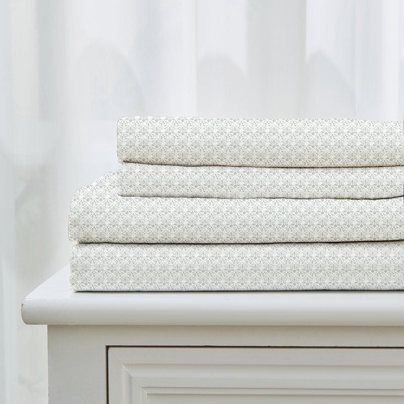 Pre Washed Microfiber Printed Sheet Set - Leiea Collection, Twin Sheet Set with 2 Pillowcases, Foliage Day/Green