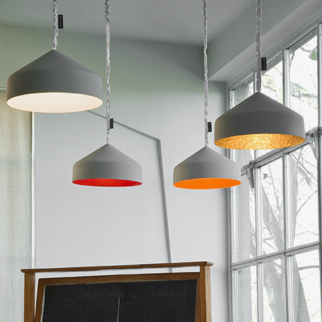 Cyrcus 1 - Light Grey Bowl Pendant, Grey/Gold