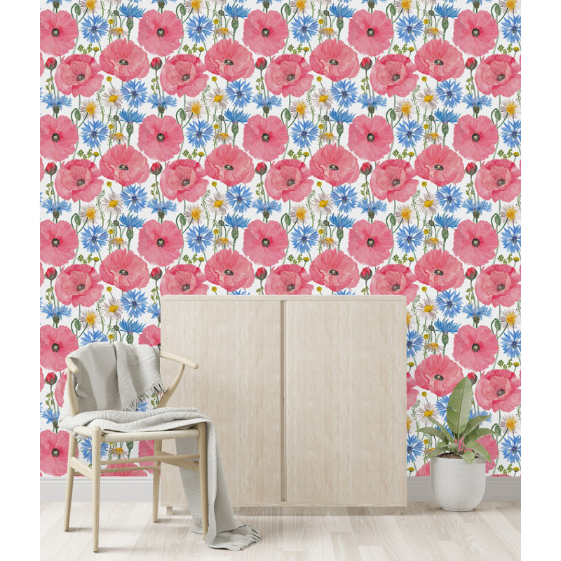 Peel & Stick Floral Tile, 2.08' W x 10.42' L