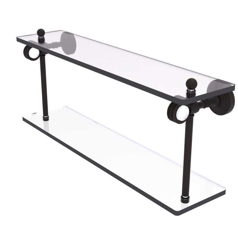 Jarrell 2 Piece Glass Tiered Shelf, Oil Rubbed Bronze, 5.12" H x 22" W x 9.3" D