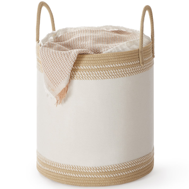 Laundry Bag With Lid, 18.1" H x 16.1" W x 16.1" D, Brown