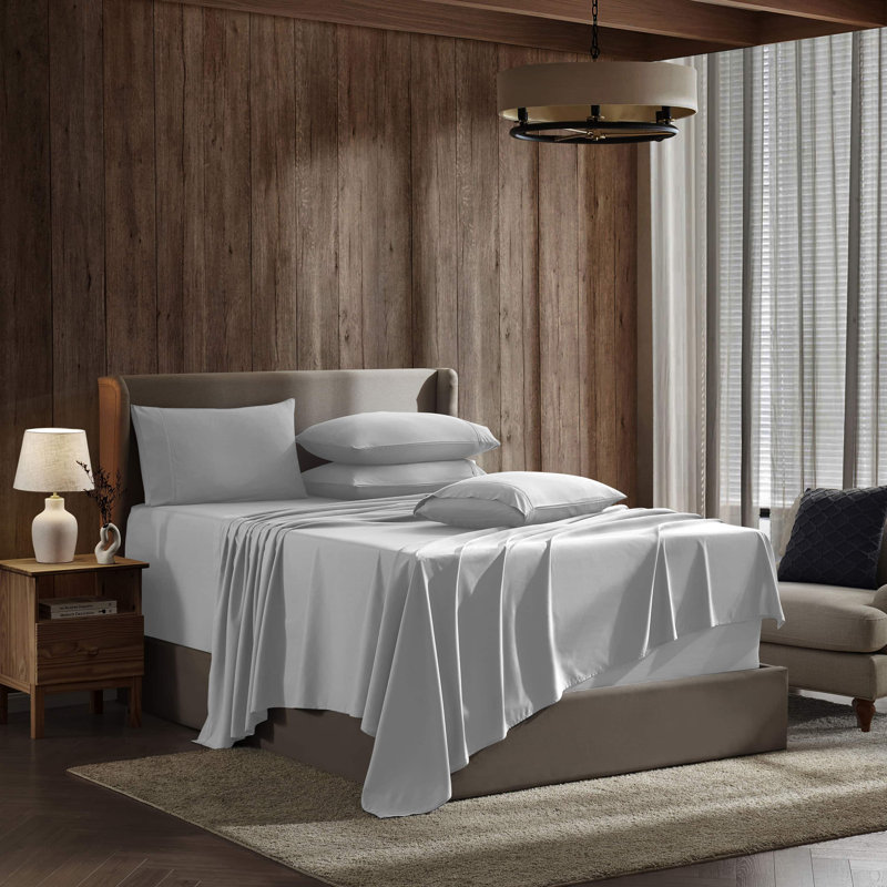 Ensemble de draps en microfibre Hotel Luxury, Très grand californien, Argent