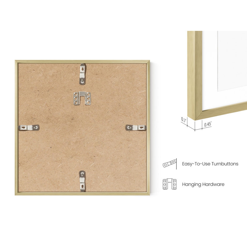 Gold Aluminum Square Wall-Mounted Poster Frames Set
