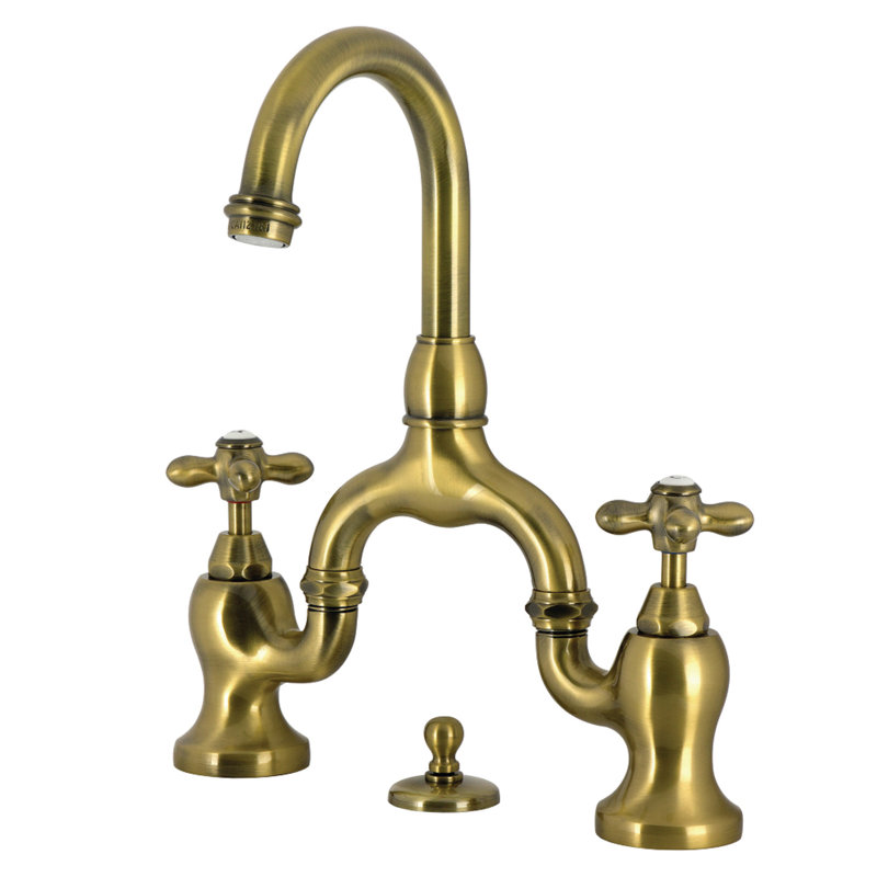Robinet de salle de bain pont à deux poignées à fixation sur le comptoir à 3 trous Kingston, Laiton antique