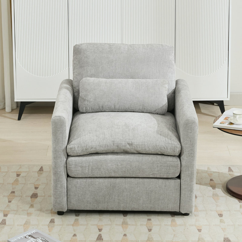 Fauteuil rembourré 31,9 "surdimensionné et confortable, Gris clair