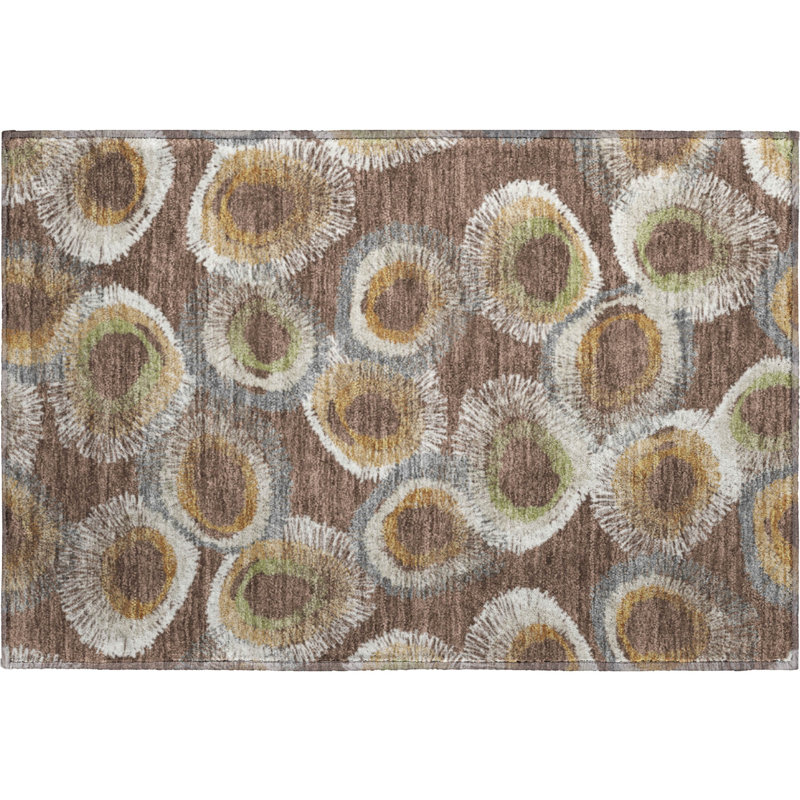Premium Machine Washable Mayfield AMF2278 Geometric Rug, Brown, 1'8" x 2'6"
