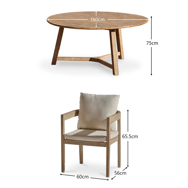 IMANI Round 7 - Piece 6 - Person 160Cm L Dining Set