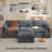 3-Seat Corduroy Sofa Sleeper, Sectional Sofa Comfy Cloud Couch with Movable Ottoman & Arm Pillows for Living Room-216802075