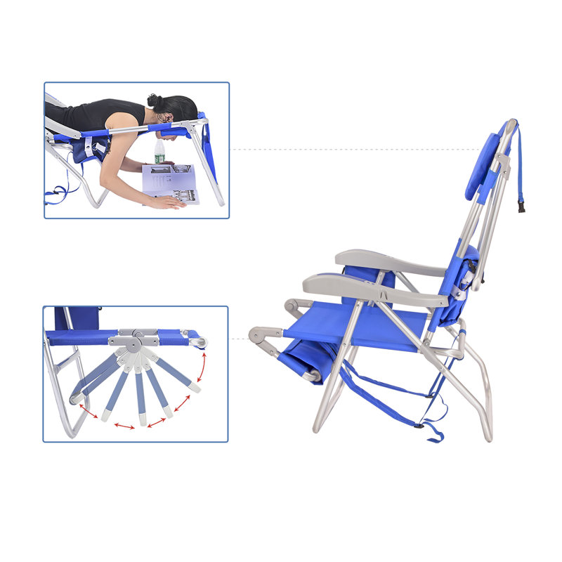 Ultimate Heavy Duty Folding Backpack Beach Chair for Adults with Face Hole and Foot Rest | Lay Flat, 5 Reclining Positions | Removable Insulated Cooler Pouch | 300 lbs Weight Capacity