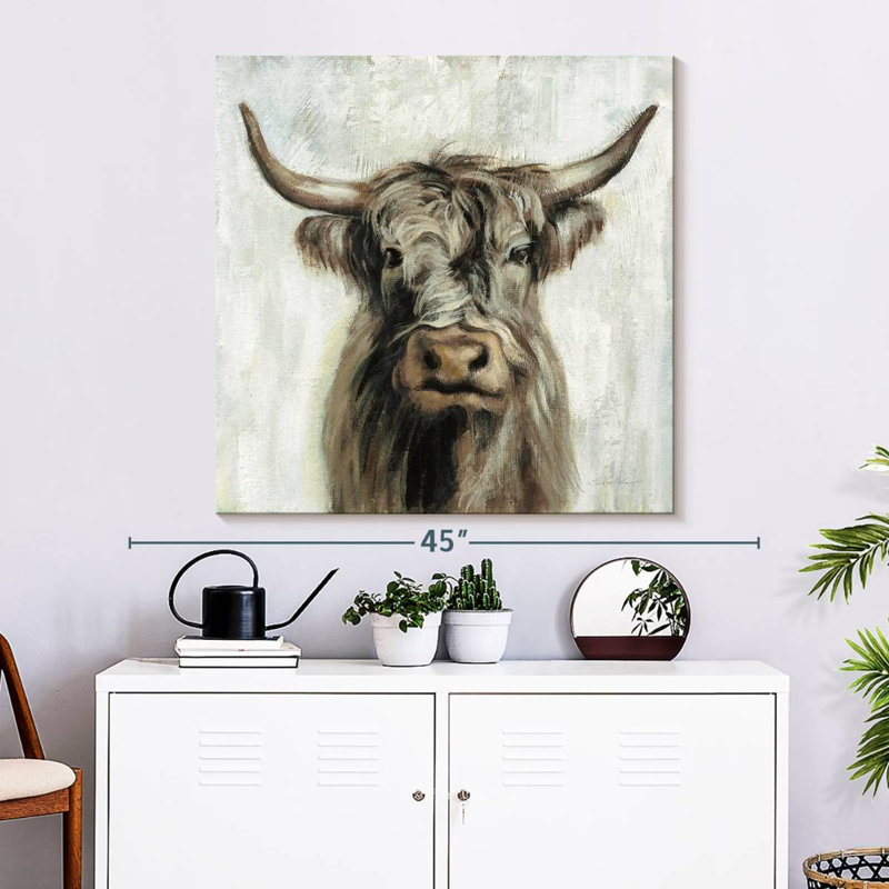 Brun vache Brampt Highland, H 33 po x l 33 po