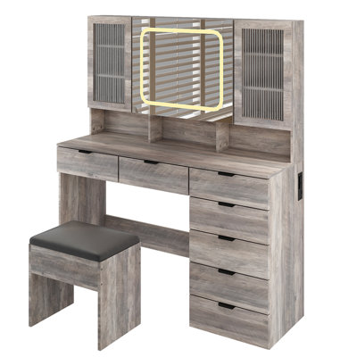 Ensemble de coiffeuse avec miroir lumineux à DEL