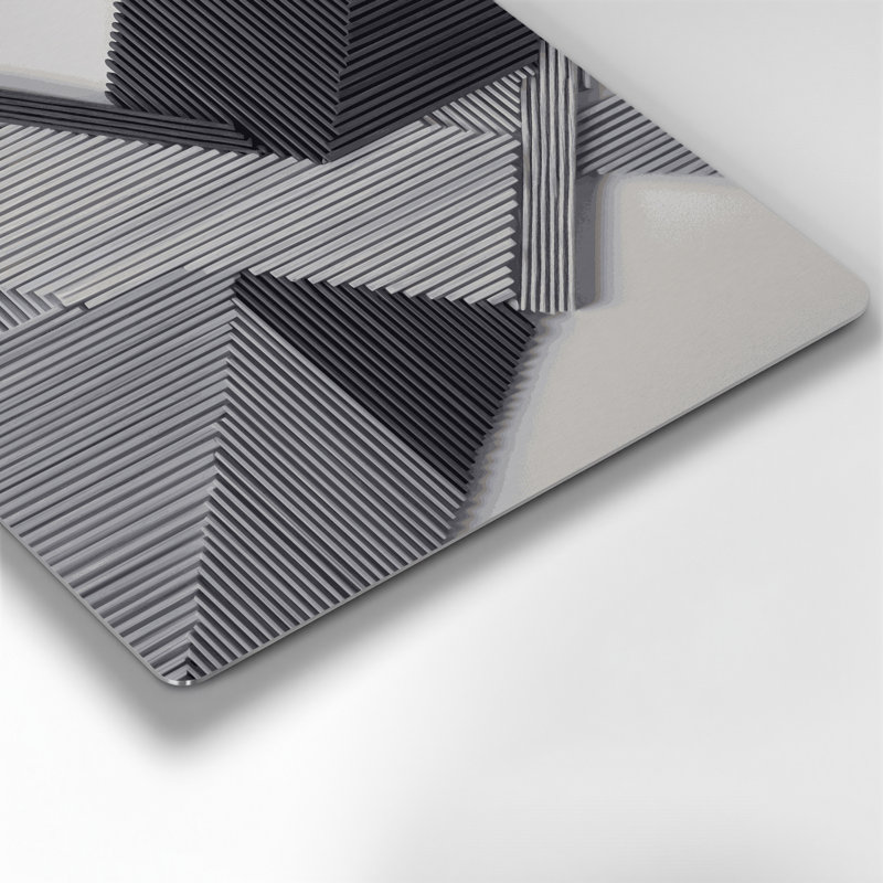 Geometric Abstraction 23 Grey Metal Wall Art, 16" H x 16" W