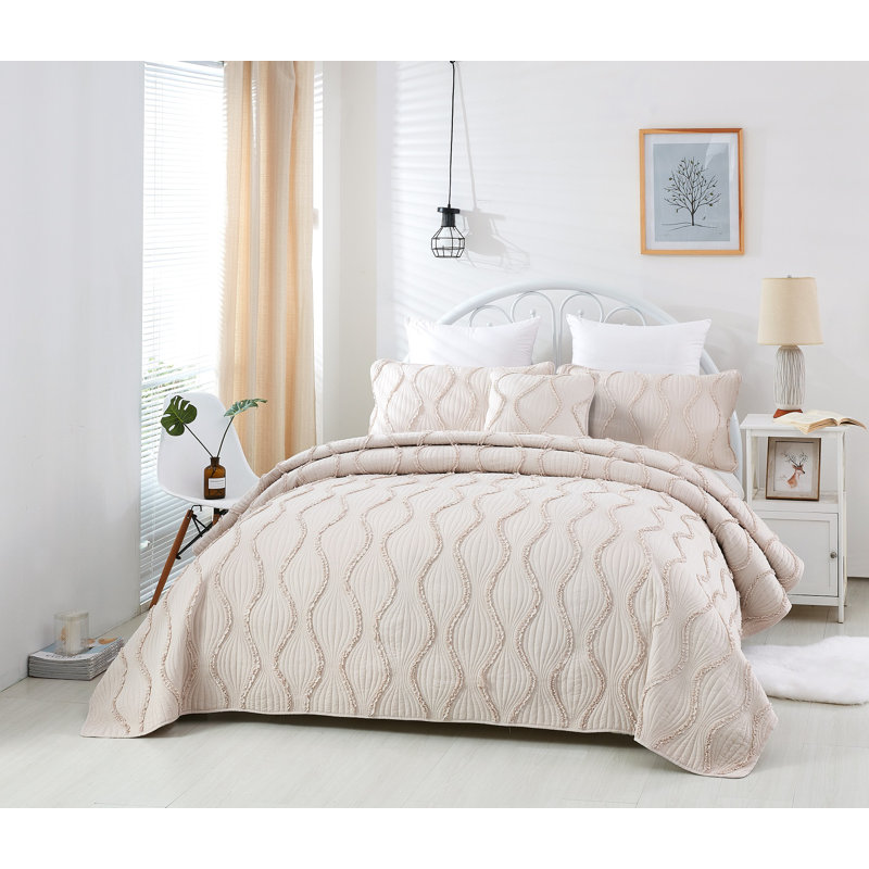 Bohemian Cotton Quilted Geometric Shapes Quilt Set, Twin Quilt + 1 Standard Sham