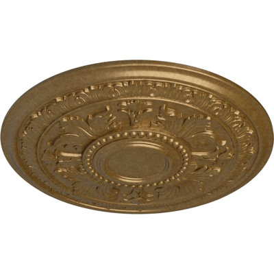 Endurathane Tellson Ceiling Medallion, 30 5/8"OD x 2 1/2"P (Fits Canopies up to 6 3/4"), Hand-Painted Pale Gold Finish