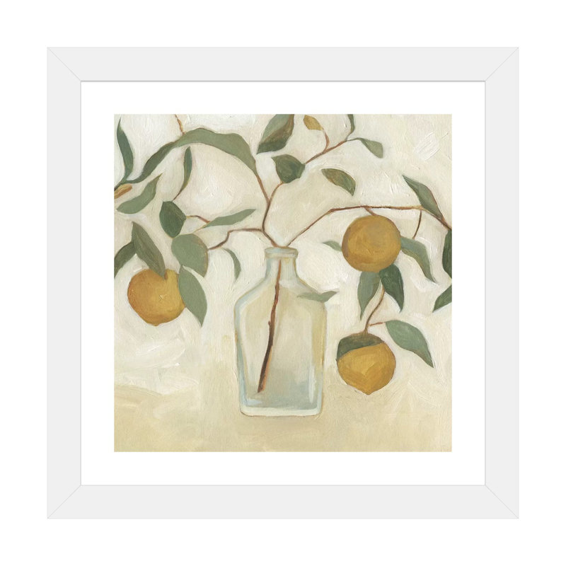 «Greenery Still Life I» par Emma Scarvey - impression d'art graphique, H 16 po x l 16 po x P 1 po, Papier encadré blanc