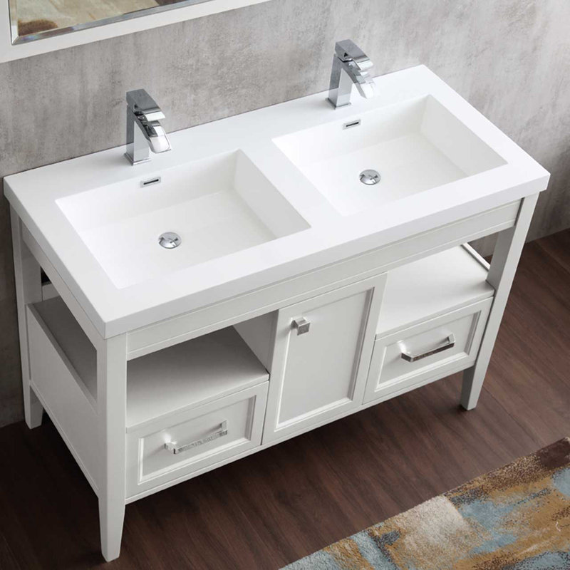 Ensemble de meuble-lavabo double 49 po Bethania, Blanc