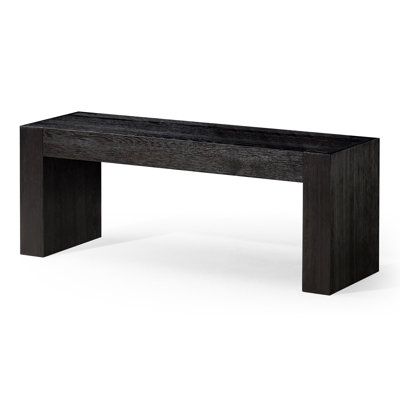 Maven Lane Zeno Organic Wooden Bench In Weathered Black Finish