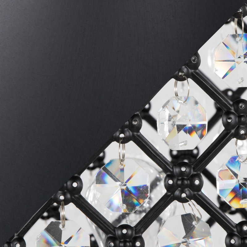 24" Black Metal Buffet Lamp Set with Crystal Shade
