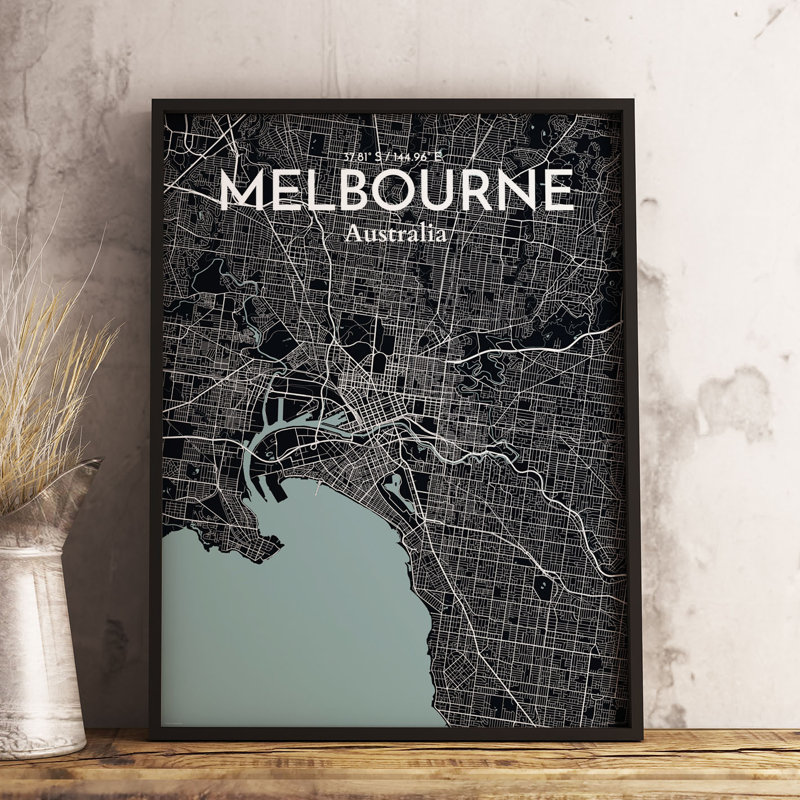 Melbourne City Map - No Frame Print, 43.2cm H x 27.9cm W x 0.1cm D