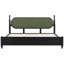King Bed Frame, Solid Wood Platform With Slats, Modern Green & Black Bedroom Furniture