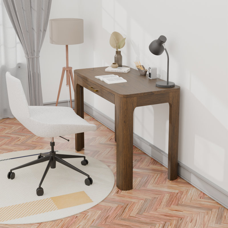 Trevin Wooden Writing Desk With Drawer, 30" H x 40" W x 21" D , Walnut