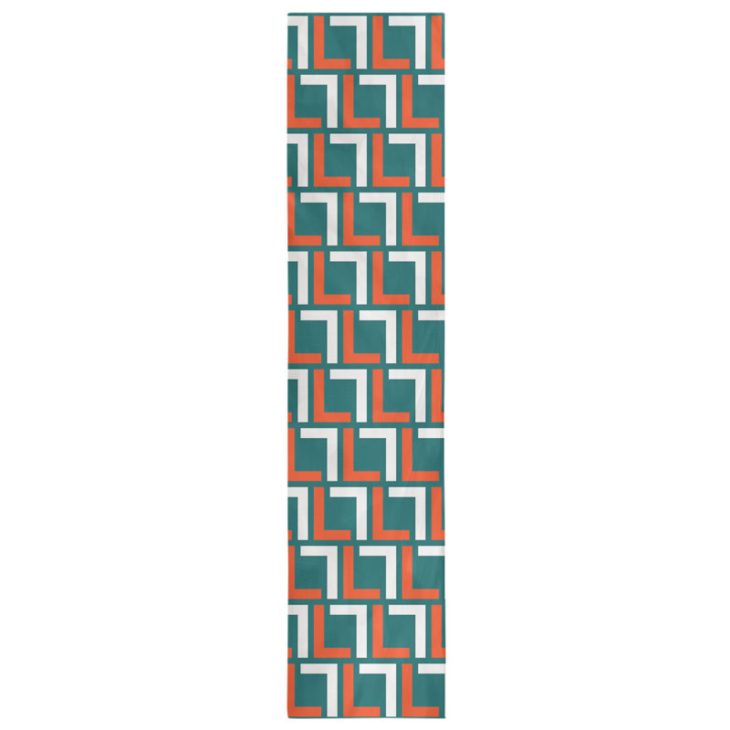Chemin de table Miami, Orange / blanc / turquoise, 72 po x 16 po, Coton