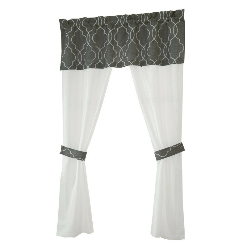 Semi Sheer Curtain, Charcoal/White
